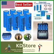 Long-Lasting 18500 3.2V Lithium Phosphate Batteries - 8 Pack for Solar Gadgets
