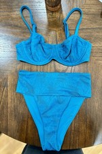 Aerie Real Good Black Mesh Floral Lace Underwire Balconette Bikini Set 34C/S