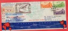 China 3 diff Air Mail used on Registered First Flight cover FFC Shanghai to USA