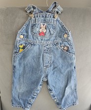 Vintage Disney Store Baby Denim Overalls 12M Mickey Minnie Pluto Embroidered Y2K