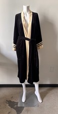 Vintage Christian Dior Monsieur Robe Black and Tan with Striped Sleeve Cuff