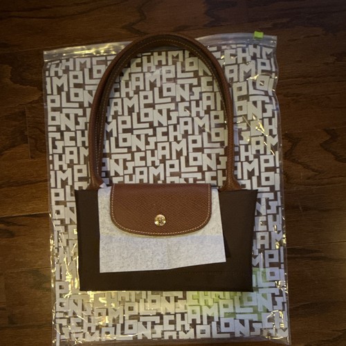 Longchamp Le Pliage Medium Tote Brown w/ Pouch Snap Closure Inner Pockets