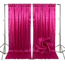 10x10 Ft Fuchsia Backdrop Curtains 2 Panels Satin Fabric Photo Drapes Party Set
