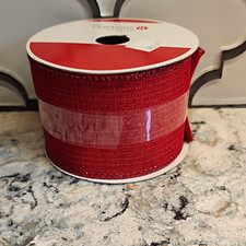 Celebrate It Christmas Noel Red Wired Ribbon 2.5 in x 20 ft Polyester