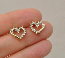 1Ct Lab Created Diamond Women's Heart Shape Earrings 14K Yellow Gold Plated