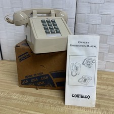 Vintage Cortelco Ash Corded Desk Phone 250044-VBA-20M Beige w/ Box And Manual