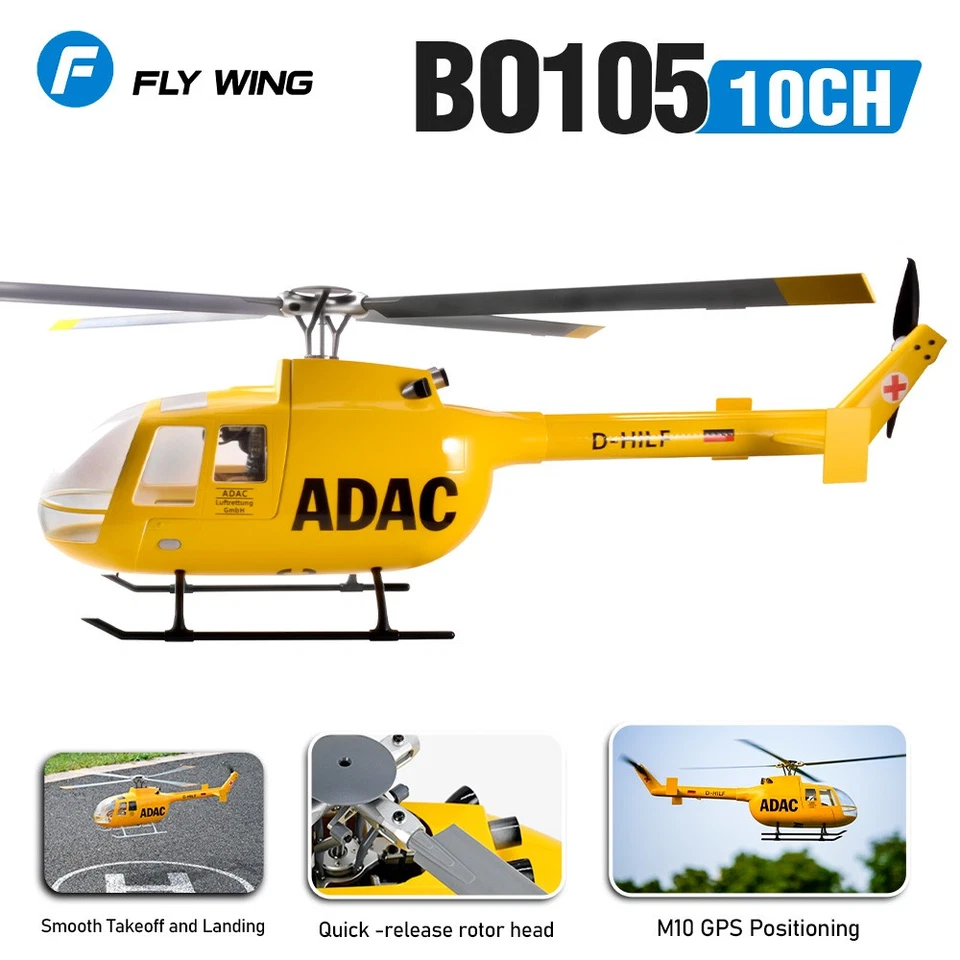 FLY WING BO-105 RC Hubschrauber 4 Blades 10CH GPS ACE Flugsteuerung RTF Flugzeug - Bild 2 von 4