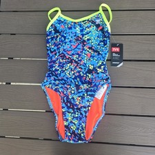 TYR Durafast Youth Girl Oceania Trinityfit Multicolor 1 Piece Swimsuit SZ 26 New