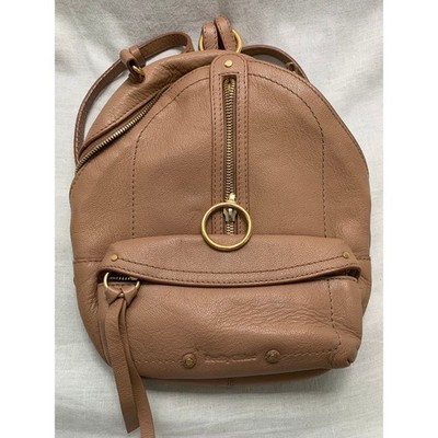 See by Chloe Olga Small Tan Pebbled Leather Backpack Gold Ring Zipper #600