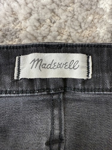 Madewell Size 28TL Curvy High Rise Skinny Jeans Black Distressed Pants Button - Picture 11 of 14