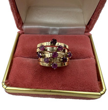 14K SOLID YELLOW GOLD RING S 6.25 OLD VNTG HAREM STYLE 5 CONNECTED RINGS 3.19 PW