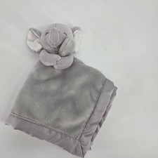 Carters Gray Elephant Baby Security Blanket Lovey Satin Trim Fleece Snuggle