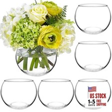 6 Pack Clear Round Glass Vases, 4.7” W x 3.5” H, Bubble Bowl Flower Vase for 