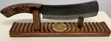 2025 Ducks Unlimited DAMASCUS Knife Of The Year W/ Stand & LEATHER SHEATH K2591