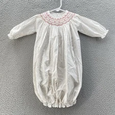 Petit Ami Convertible Gown Romper Girls 6 Mos Pink Bishop Smocked Rosebud Bubble