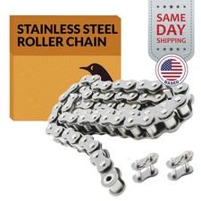 #50SS Stainless Steel Roller Chain x 10 feet + 2 Connecting Links