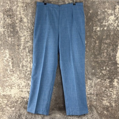 Sag Harbor Plus Size 18 Elastic Waist Flat Front Straight Leg Pants Blue Zip
