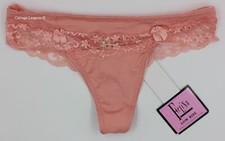 NWT FELINA F5693 "Summer Time" Low Rise Nylon w/ Lace Trim Thong, Coral