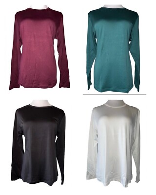 Cuddl Duds Chill Chasers Stretch Microfiber Long Sleeve Crew Top CD8485