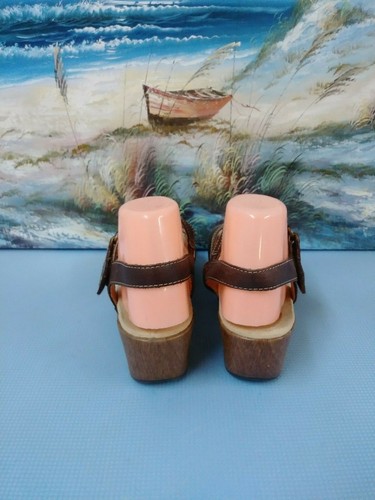 Dansko Sara Brown Waxy Leather Ankle Strap Platform Wedge Sandal Women 40/9.5-10 - Picture 7 of 11