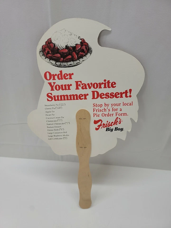 Ventilador de papel blanco portátil Frischs Big Boy de colección con mango de madera Foto 2 de 2