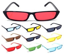 SLIM RECTANGULAR SUNGLASSES NARROW MOD CLASSIC CASUAL RETRO DESIGNER WIDE SQUARE