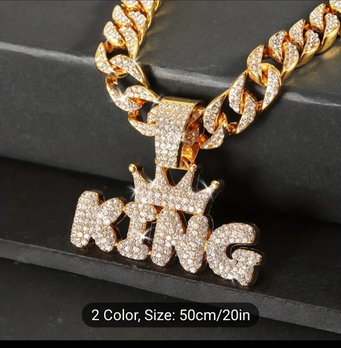 20" Miami King Crown Gold Plated Necklace For Men - Picture 2 of 4