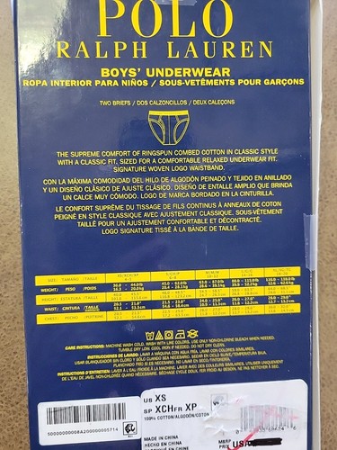 New Polo Ralph Lauren Boys Kids 2-Pack Briefs Underwear Black/Gray Size XS 4-5 - Picture 3 of 3