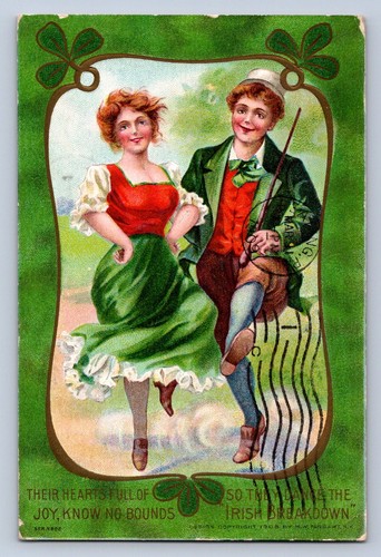J96/ Feiertagspostkarte St. Patricks Day um 1910 Tanz Mann Frau 193 - Bild 1 von 4