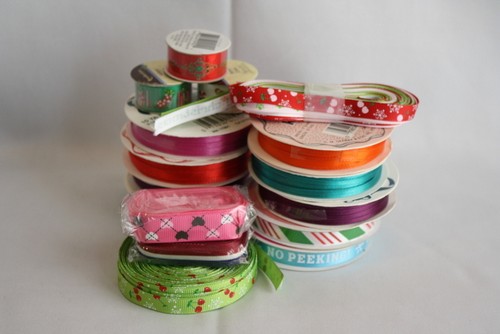 Lot Fabric Craft Sewing Project Trim Ribbon Christmas Holiday Ribbon - Picture 2 of 4