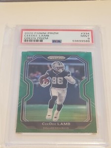 2020 Panini Ceedee Lamb Green Prizm Rookie - PSA 9 Mint RC #334 Dallas Cowboys