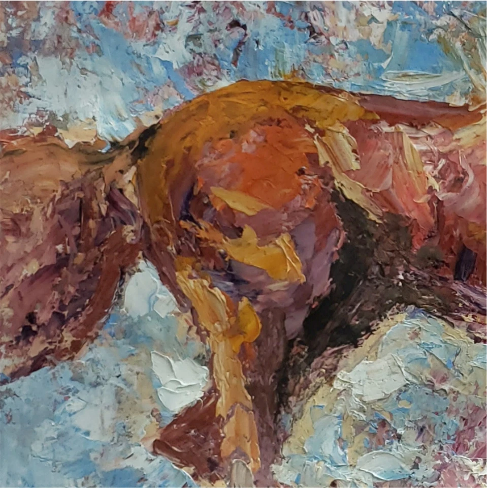 Андре Длухос Мустанг Дикая Лошадь Лошадь История Животное Оригинальное Искусство Картина маслом - Изображение 3 из 4