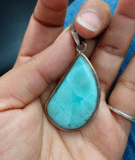 Dominican Larimar Pendant 925 Sterling Silver Gemstone Fine Girlfriend Jewelry