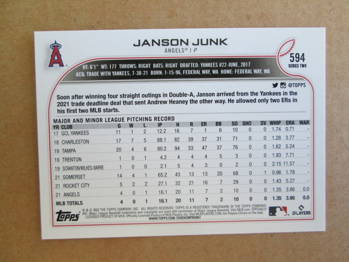 ジェイソンページ 2022 Topps Jason Junk #594 Los Angeles Angels RC | eBay
