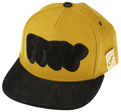 Flat Fitty Pop Type Snapback Cap Hat - Yellow and Red