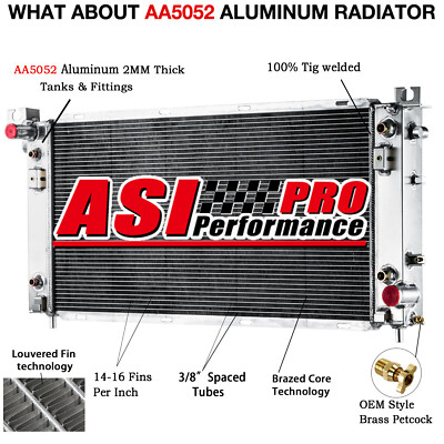 4 Row Radiator For 14-20 Chevy Silverado 1500 GMC Sierra Yukon Tahoe 6.2/5.3L