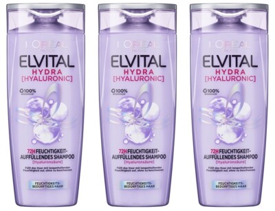   Loreal Elvital Hydra Shampoo Hyaluronsäure Feuchtigkeit Haarpflege 3x 300ml  