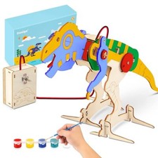 3D Dinosaur Puzzle Toy Wooden Coloring Puzzle Kids Self-Assembly Craft DIY Toys
