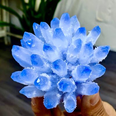 414g New Find BLUE PhantomQuartz Crystal Cluster MineralSpecimen