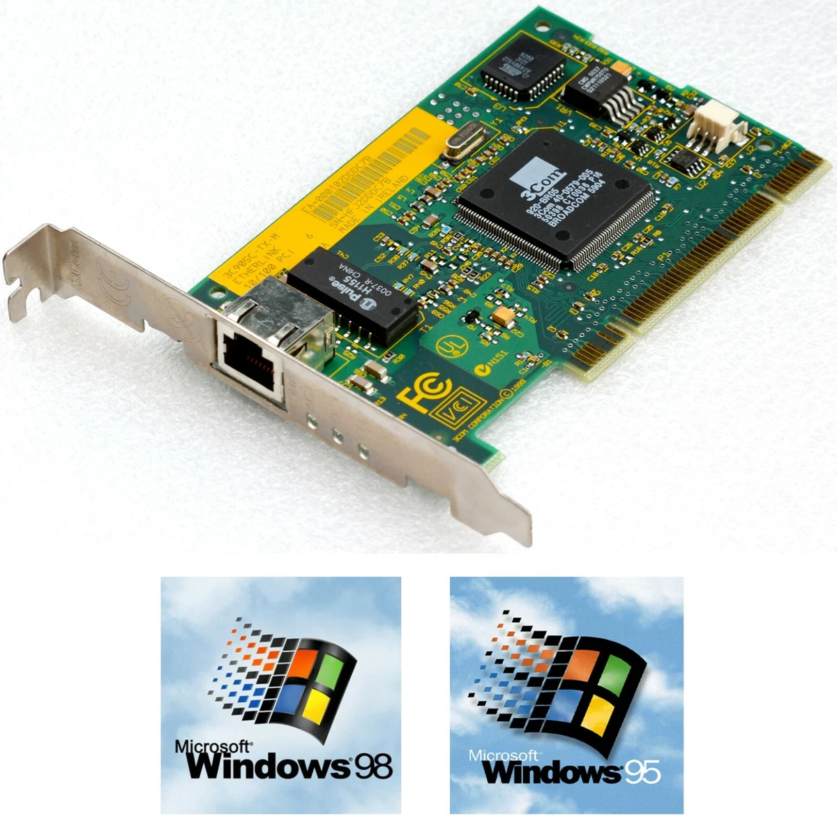 3Com 3C905C-TX-M 10/100 RJ-45 Vintage Network Card For Windows 95.