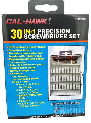30 in 1 Metric Precision Screwdriver Set, Torx, Phillips, Slotted, Hexagon Bits