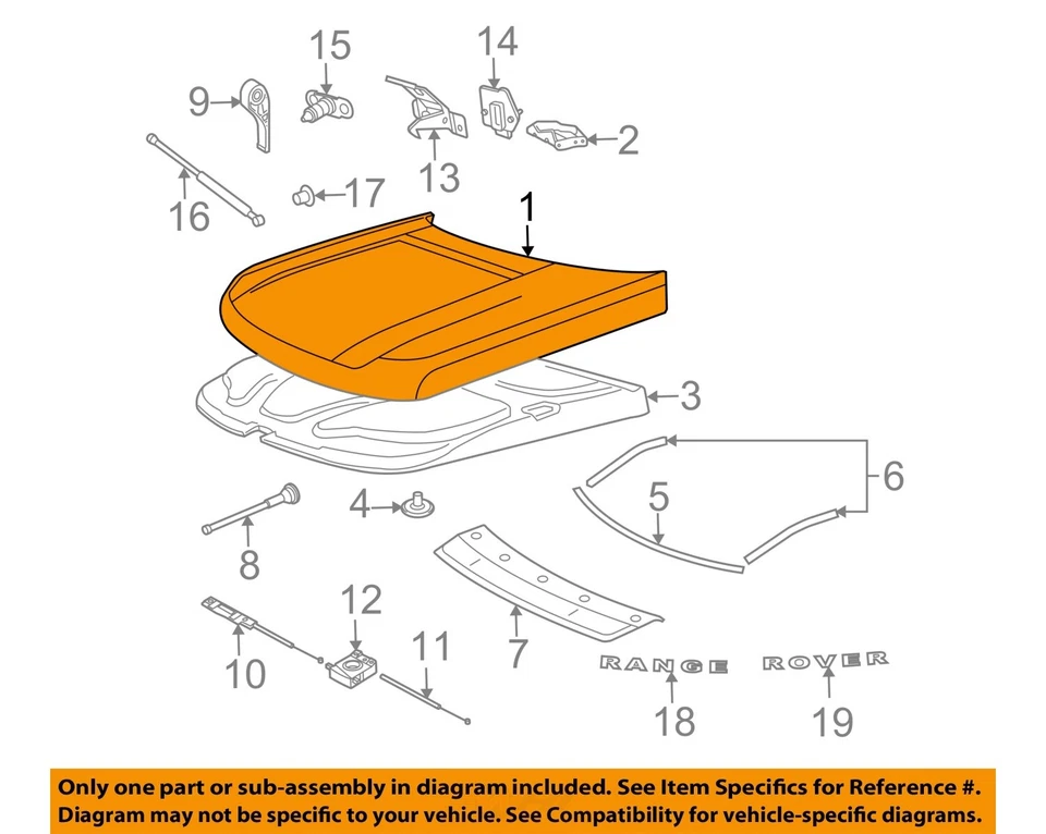 Used Hood fits: 2006 Land rover Range rover Grade A Foto 3 de 4