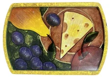 Joie de Vivre Cheese Glass Serving Board Fruit Tray Trivet