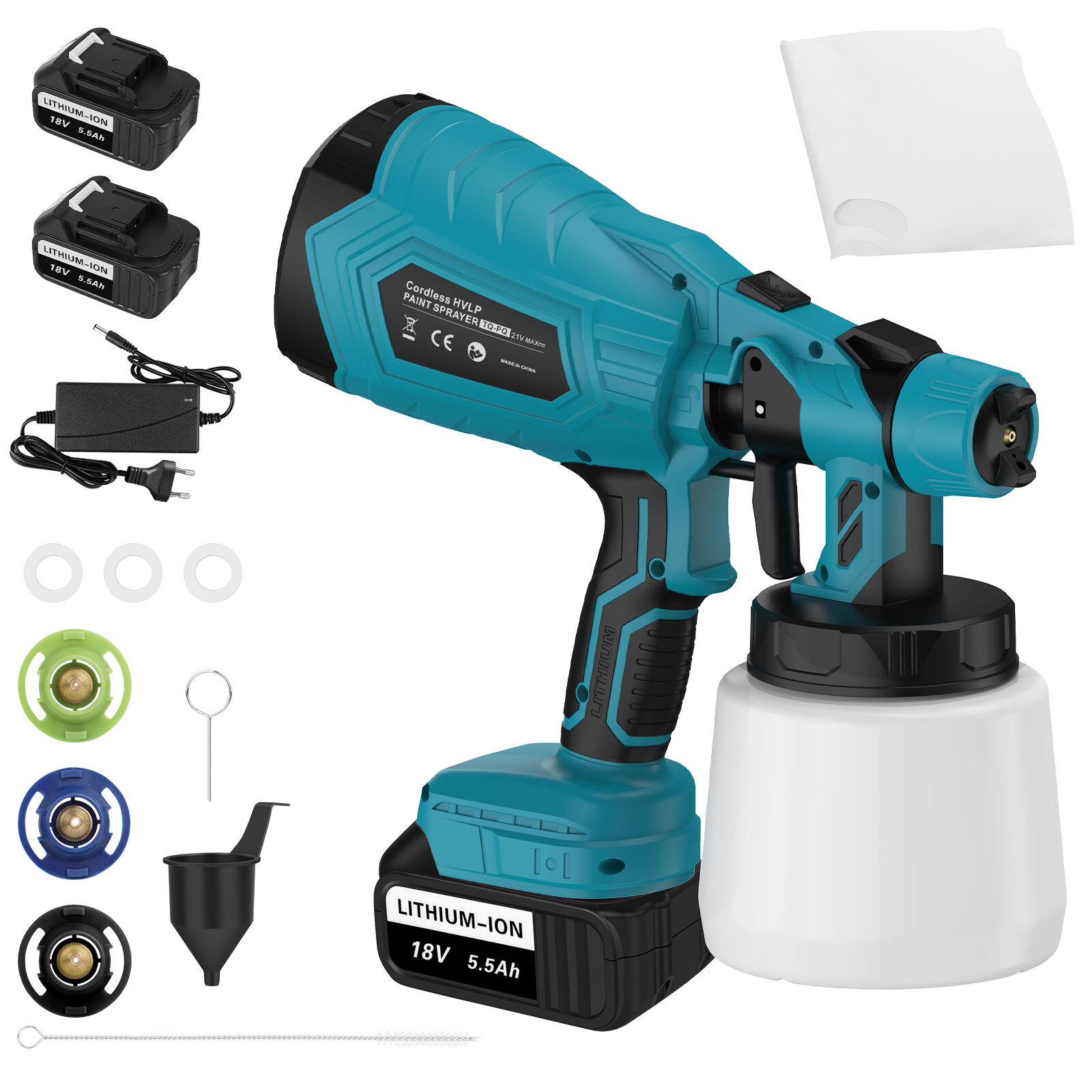 Farbsprühsystem Elektrisches Für Makita 18V Akku, Lackierpistole Mit 2 X 1500 MAh Akku, 360