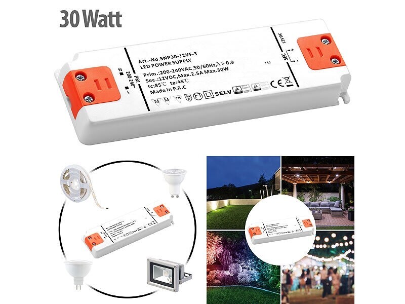 Transformateur LED 230V 12V Revolt pour stopper le clignotement des spots 30W