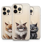 Funny Grumpy Cat Design Soft Gel PHONE CASE FOR iPhone 15 14 13 12 11