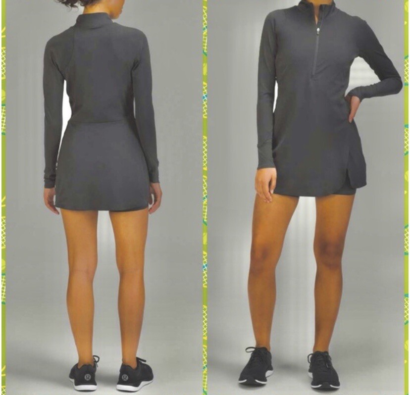 lululemon nulux long-sleeve tennis dress NWT Lululemon Nulux Long Sleeve Tennis Dress Graphite Grey GGRE Size : 8