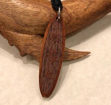 Hawaiian Jewelry Koa Wood Surfboard Pendant Necklace w/ adjustable cord 28"
