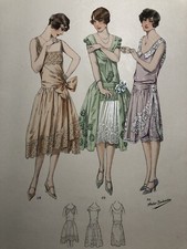 Vintage Art Déco Atelier Bachroitz couleur main flapper français mode print 24