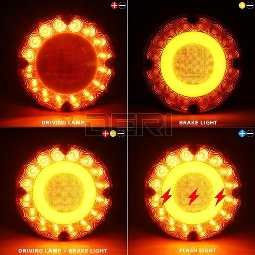 LED 7"Inch Round Truck Bus Trailer Stop Tail Brake Turn Signal Light DRL Running - Bild 7 von 16